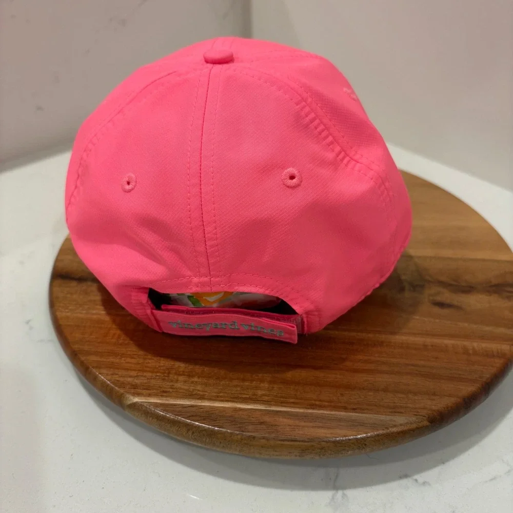 Vineyard Vines Performance Hat Mens Pink Whale Logo Adjustable Strapback